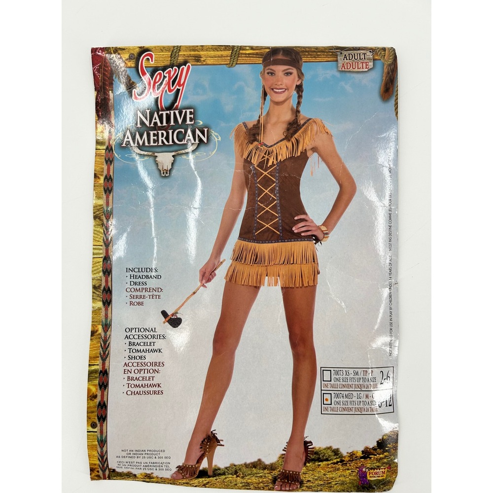 Halloween Sexy Native American Costume Dress Headband Brown Med-Lg 70074